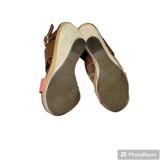 Call It Spring Platform Wedges Womens Size 8.5 Brown Hot Pink Summer Vacation - Picture 2 of 3